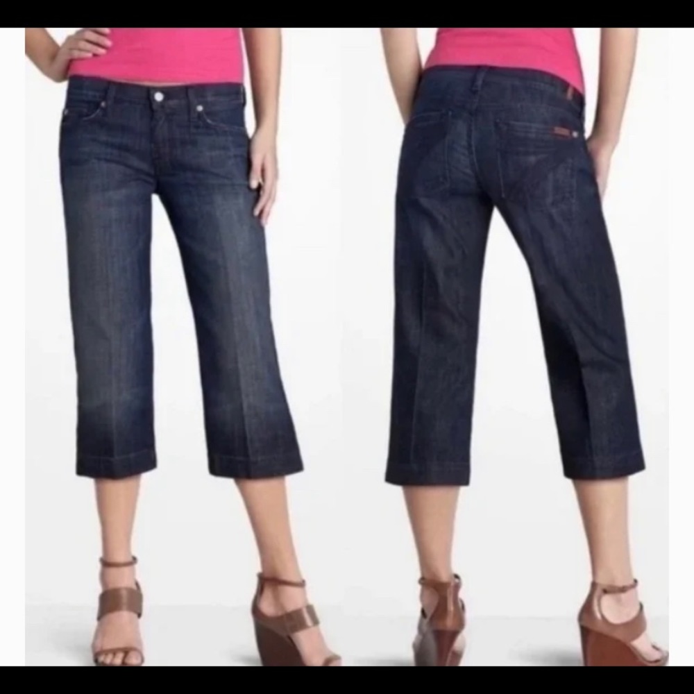 7 for all Mankind Dojo crop denim jeans 25 classic 5 pocket styling dark wash